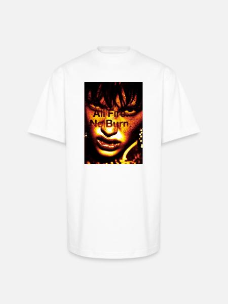 Inferno Portrait: Bold Text Overlay - Unisex Oversized Heavyweight T-Shirt - white