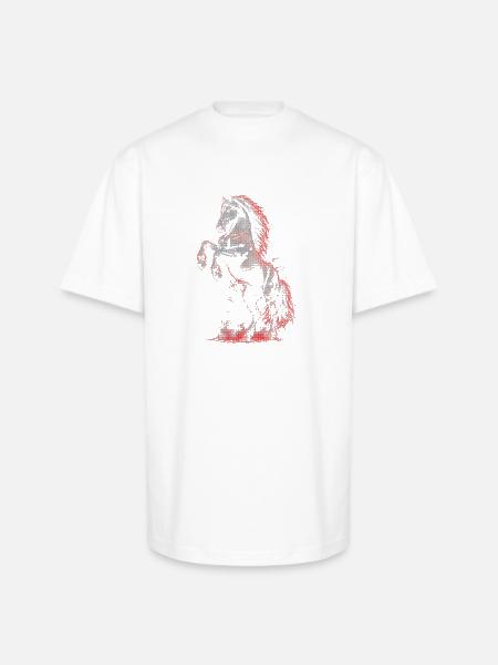 Crimson Blaze Stallion - Unisex Oversized Heavyweight T-Shirt - white