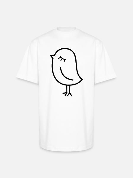 Cute Sparrow Chick – Tweeting Birdie - Unisex Oversized Heavyweight T-Shirt - white