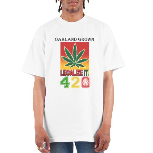 Screaming 420 Oakland Grown Weed Marijuana Design - Unisex Oversized Heavyweight T-Shirt