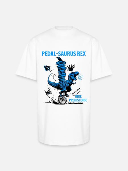Pedal-Saurus Rex – Ride Prehistoric - Unisex Oversized Heavyweight T-Shirt - white
