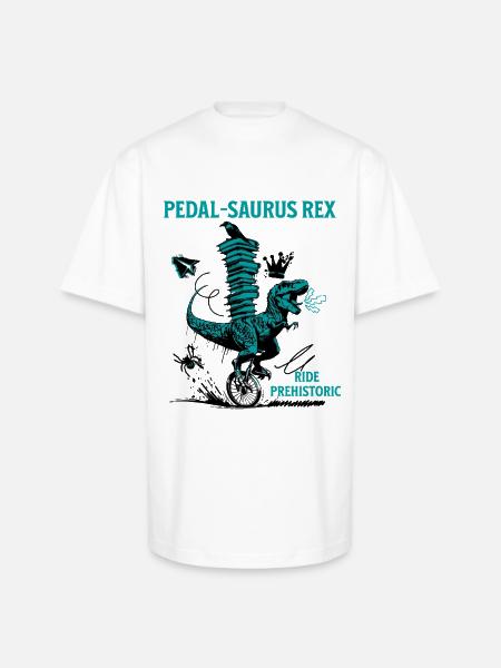 Pedal-Saurus Rex – Ride Prehistoric - Unisex Oversized Heavyweight T-Shirt - white