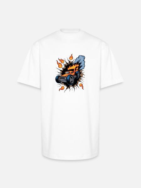 Blazing Hot Rod Rampage - Unisex Oversized Heavyweight T-Shirt - white