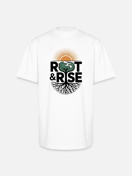 Root & Rise: Sunburst Tree - Unisex Oversized Heavyweight T-Shirt - white