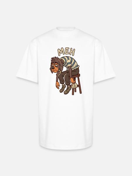 Meh Dog Striped Sweater - Unisex Oversized Heavyweight T-Shirt - white