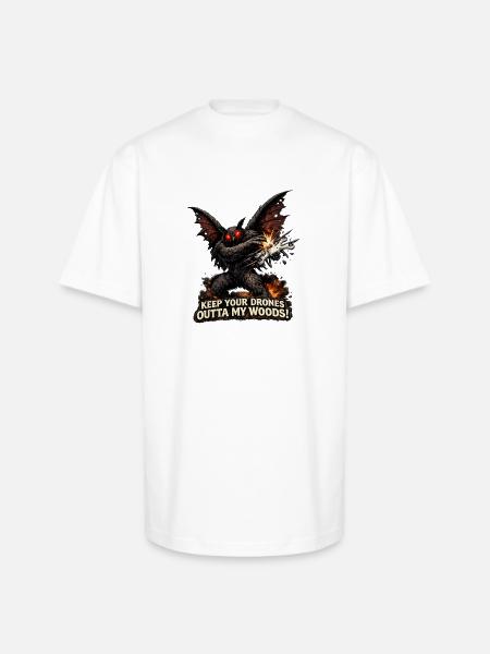 Mothman Drones  - Unisex Oversized Heavyweight T-Shirt - white