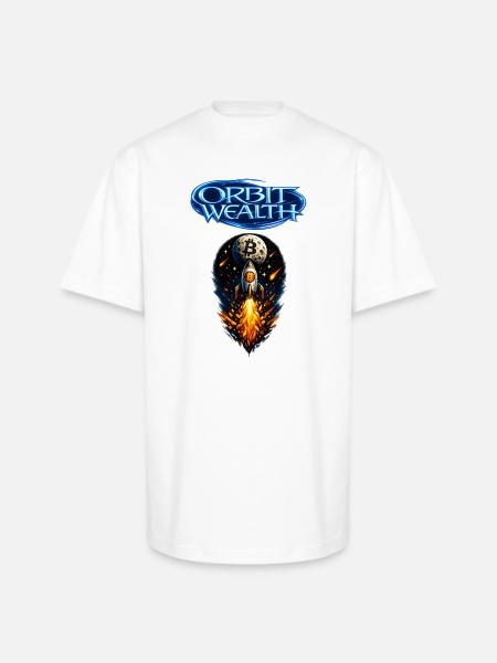 Orbit Wealth Bitcoin Rocket - Unisex Oversized Heavyweight T-Shirt - white