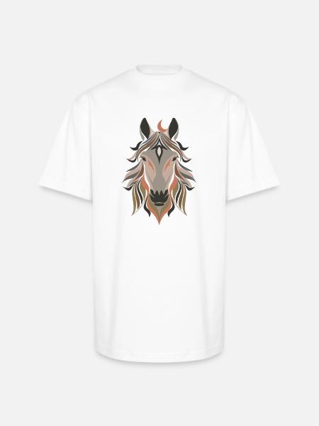 Horse Design - Unisex Oversized Heavyweight T-Shirt - white