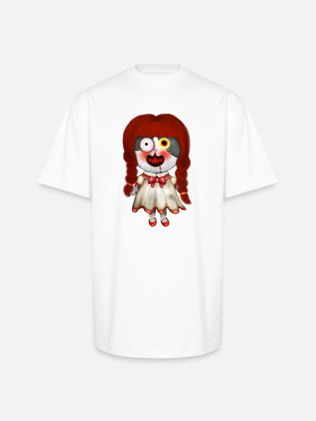 Spooky Retro Doll Design - Unisex Oversized Heavyweight T-Shirt - white