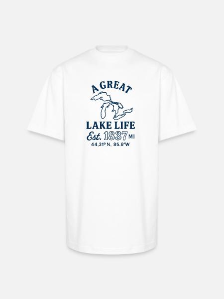 It's a Great Lake Life - Unisex Oversized Heavyweight T-Shirt - white