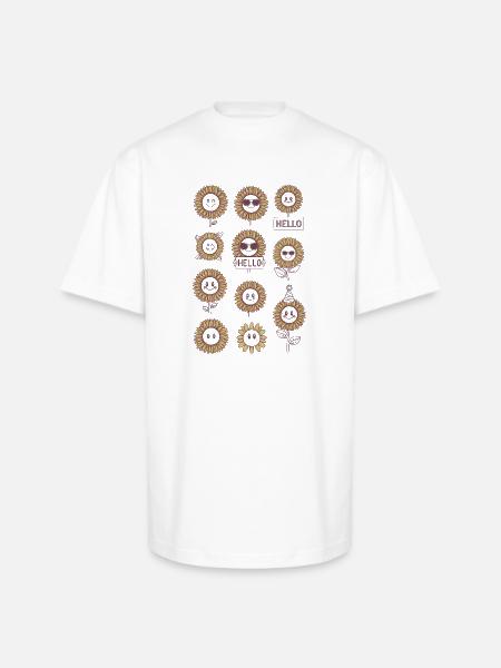 Sunflowers with Faces - Unisex Oversized Heavyweight T-Shirt - white