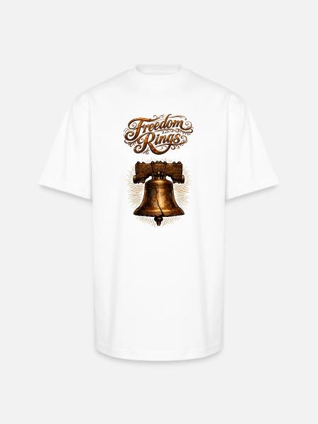 Freedom Bells: Rustic Bronze Emblem - Unisex Oversized Heavyweight T-Shirt - white