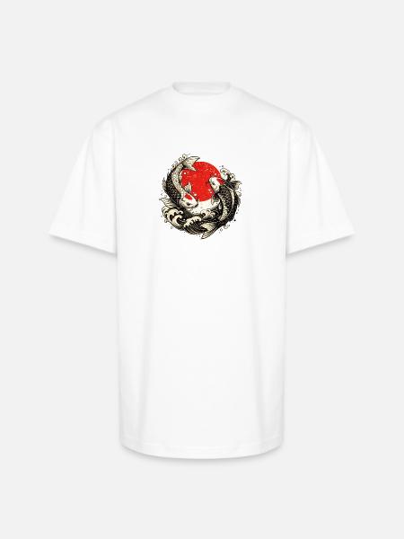 Koi Swirl Red Sun Wave - Unisex Oversized Heavyweight T-Shirt - white