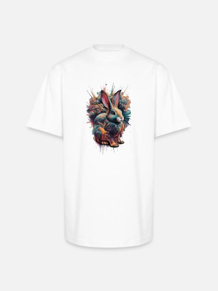 Neon Splash Rabbit - Unisex Oversized Heavyweight T-Shirt - white