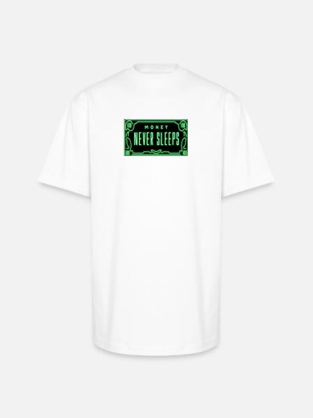Neon Money Never Sleeps Sign - Unisex Oversized Heavyweight T-Shirt - white
