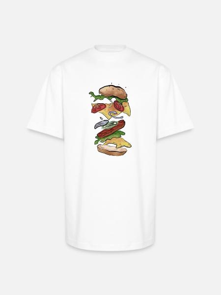 Burger - Unisex Oversized Heavyweight T-Shirt - white