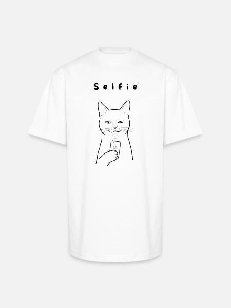 Selfie gato - Unisex Oversized Heavyweight T-Shirt - white