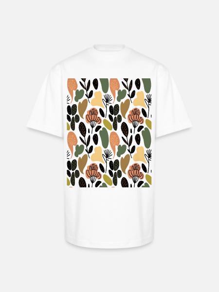 Rustic Botanical Floral Pattern - Unisex Oversized Heavyweight T-Shirt - white