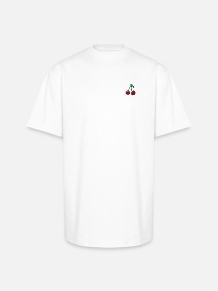 Cherries embroidered - Unisex Oversized Heavyweight T-Shirt - white