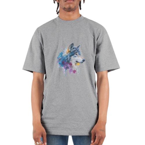 Splash-Art Wolf Head - Unisex Oversized Heavyweight T-Shirt