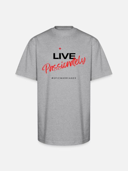 Live Passionately - Unisex Oversized Heavyweight T-Shirt - heather gray