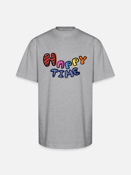 Happytime - Unisex Oversized Heavyweight T-Shirt - heather gray