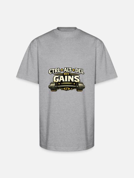 Ctrl Alt Del My Gains - Unisex Oversized Heavyweight T-Shirt - heather gray