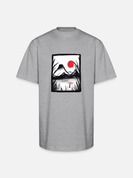 Japanese Landscape - Unisex Oversized Heavyweight T-Shirt - heather gray