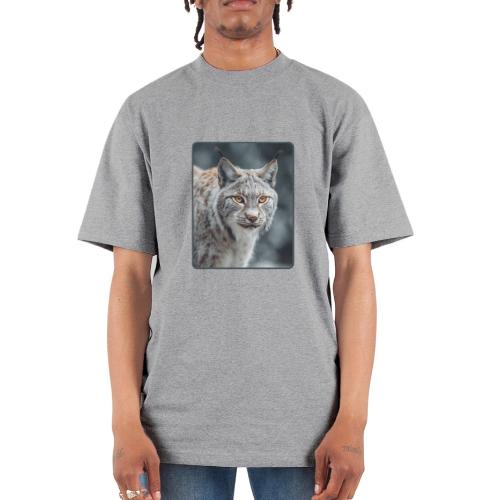 Lynx Portrait Piercing Eyes Design - Unisex Oversized Heavyweight T-Shirt