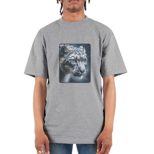 Snow Leopard Blue Eyes Design - Unisex Oversized Heavyweight T-Shirt