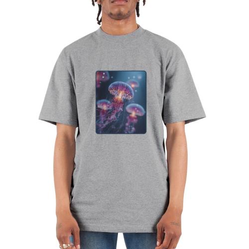 Glowing Jellyfish Deep Sea Design - Unisex Oversized Heavyweight T-Shirt