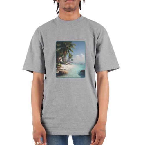 Tropical Beach Paradise Palm Design - Unisex Oversized Heavyweight T-Shirt