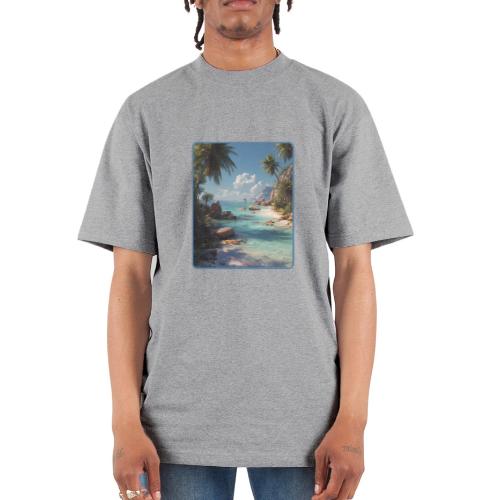 Tropical Island Paradise Ocean Design - Unisex Oversized Heavyweight T-Shirt