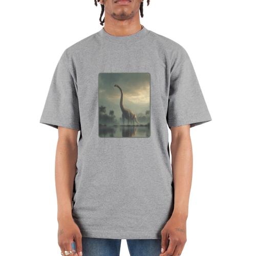 Brachiosaurus Misty Lake Design - Unisex Oversized Heavyweight T-Shirt