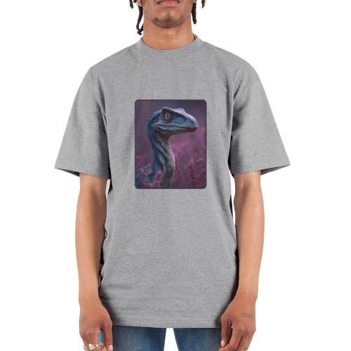 Blue Velociraptor Portrait Design - Unisex Oversized Heavyweight T-Shirt