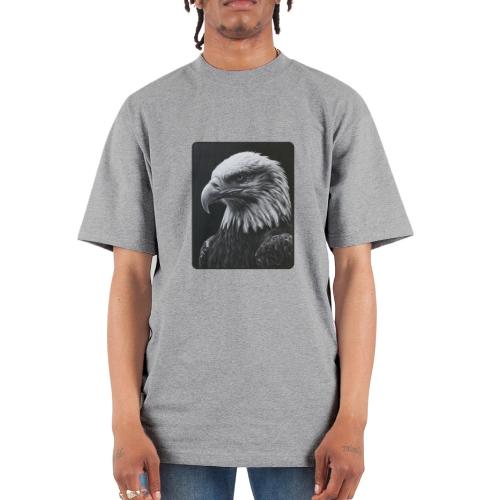 Black White Bald Eagle Design - Unisex Oversized Heavyweight T-Shirt