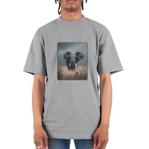 Majestic African Elephant Portrait Design - Unisex Oversized Heavyweight T-Shirt
