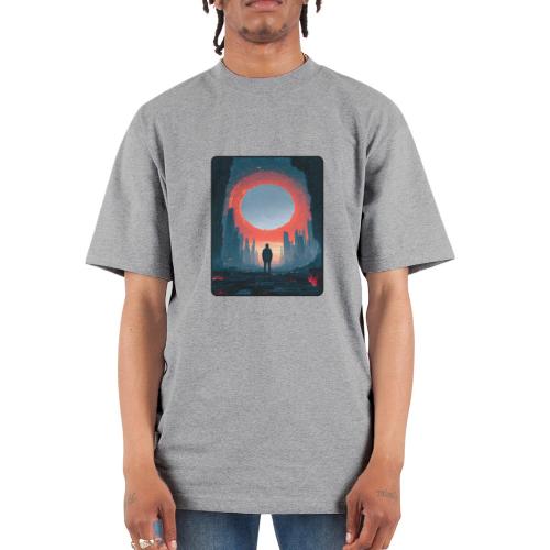 Cosmic Portal Future City Design - Unisex Oversized Heavyweight T-Shirt