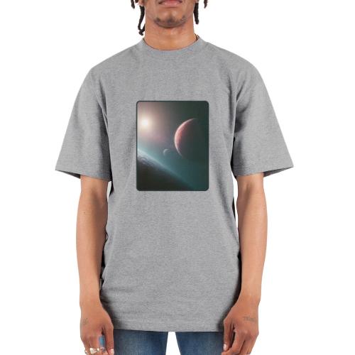 Deep Space Planet Horizon Art - Unisex Oversized Heavyweight T-Shirt
