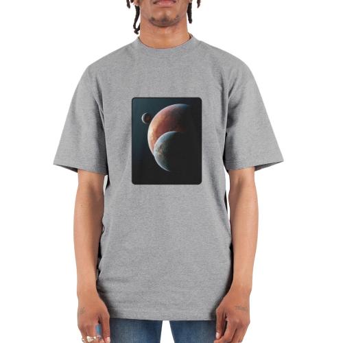 Three Planets Deep Space Design - Unisex Oversized Heavyweight T-Shirt