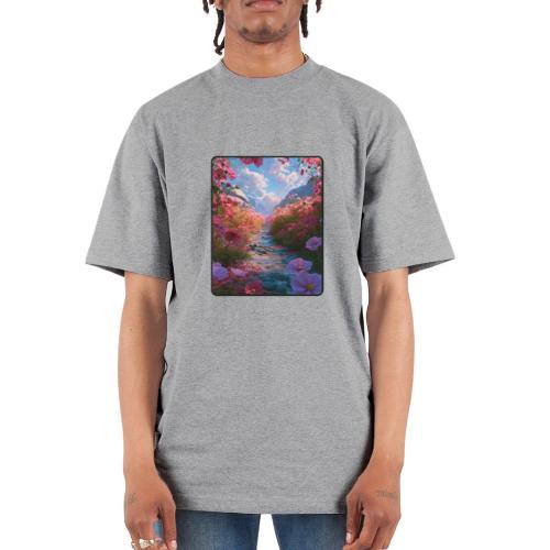 Dreamy Cosmos Valley Landscape Art - Unisex Oversized Heavyweight T-Shirt