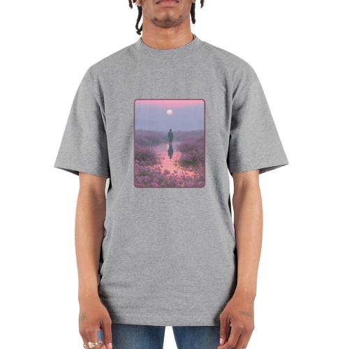 Ethereal Sunset Flower Field Art - Unisex Oversized Heavyweight T-Shirt