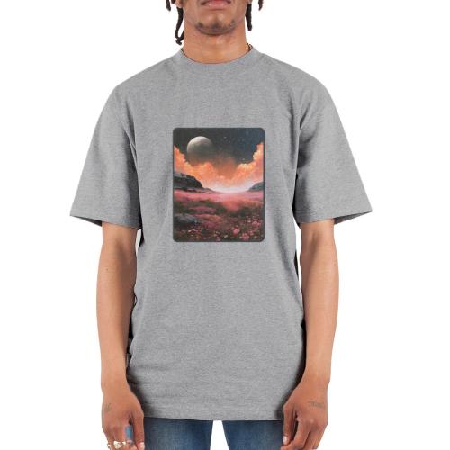Moonlit Fantasy Flower Landscape - Unisex Oversized Heavyweight T-Shirt