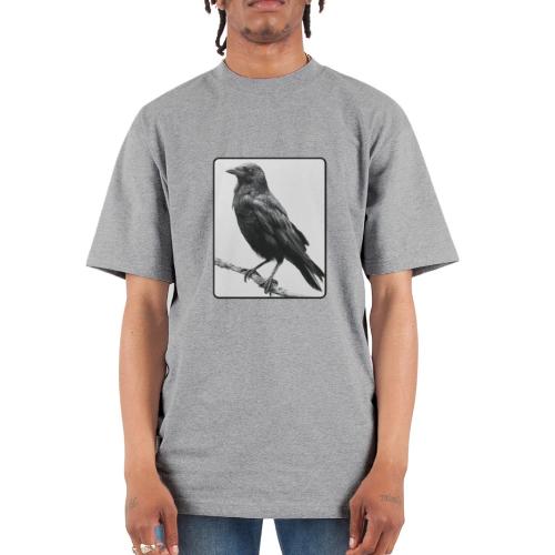 Raven Black and White Art Design - Unisex Oversized Heavyweight T-Shirt