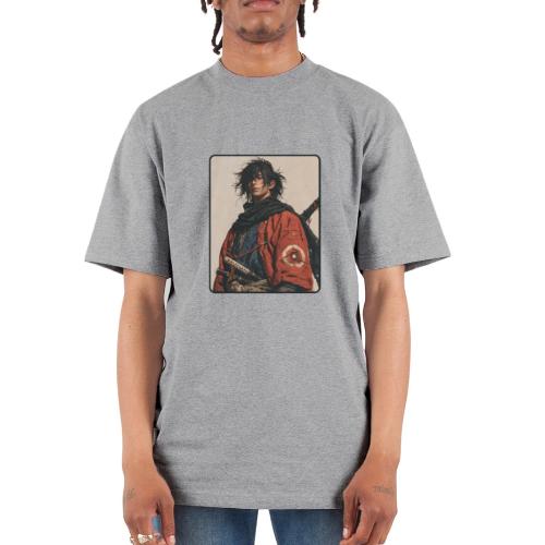 Young Samurai Warrior Portrait - Unisex Oversized Heavyweight T-Shirt