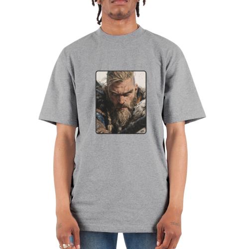 Fierce Viking Warrior Portrait - Unisex Oversized Heavyweight T-Shirt