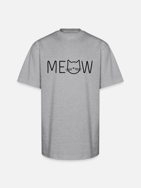 Meow Cat Face - Unisex Oversized Heavyweight T-Shirt - heather gray