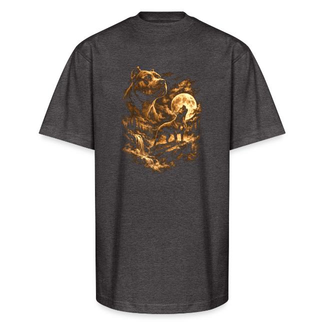 Pit Bull Howling Moon Fantasy Forest Tee