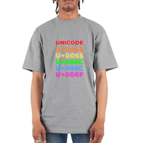 Hello, in unicode - Unisex Oversized Heavyweight T-Shirt