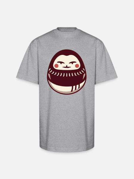 Daruma Doll - Unisex Oversized Heavyweight T-Shirt - heather gray